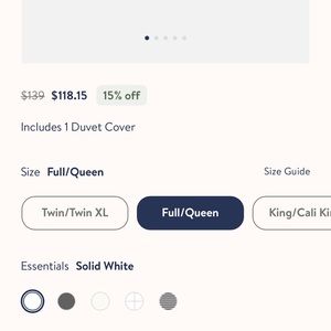 White Brooklinen Classic Duvet Cover for Full/Queen.